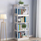 Open Shelf Storage and Display Shelves Bookcase Modern Wooden Bookshelf for Living Room 23.6"L x 11.0"W x 62.2"H Off-White Clearhalo 'Bookcases' 'furn' 'furn_bookcases' 'Furniture' 'Office Furniture' 5870299