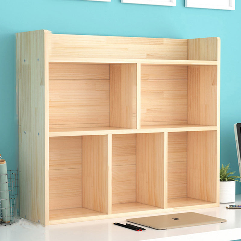 Mid-Century Modern Natural Bookcase Wooden Standard Bookshelf with Closed Back