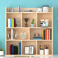 Mid-Century Modern Natural Bookcase Wooden Standard Bookshelf with Closed Back