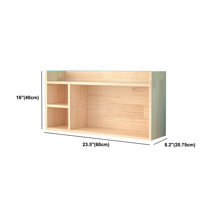 Mid-Century Modern Natural Bookcase Wooden Standard Bookshelf with Closed Back