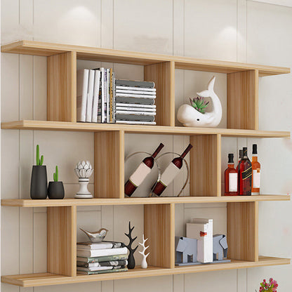 3-Shelf Modern and Contemporary Wood Bookcase Wall Mounted Book Shelf for Living Room
