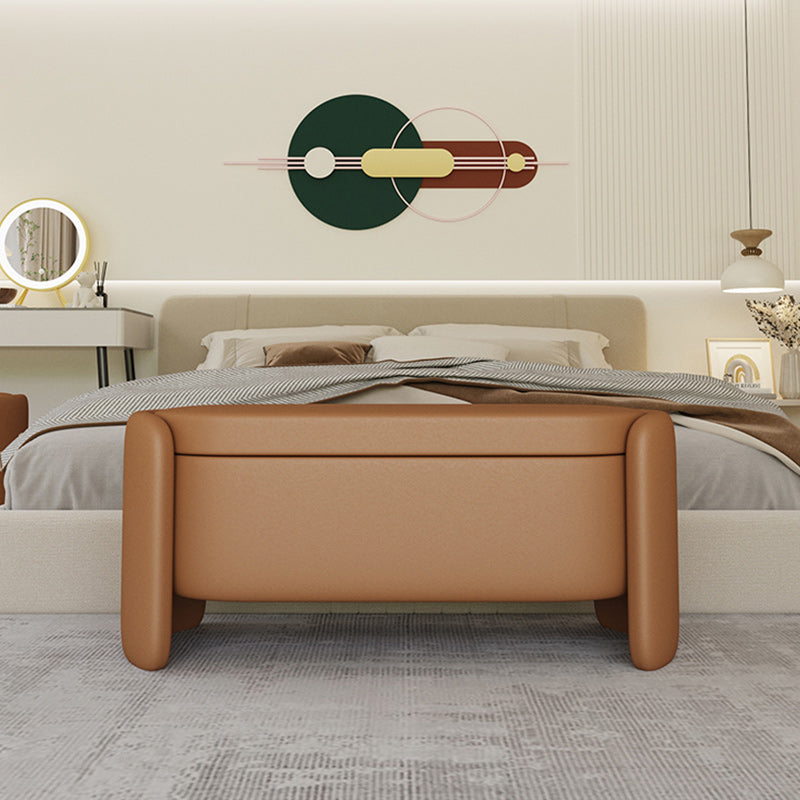 Modern Flip Top Bench Faux Leather Solid Color Bench for Bedroom Clearhalo 'Benches' 'Chairs & Seating' 'furn' 'furn_benches' 'Furniture' 'Living Room Furniture' 5870503