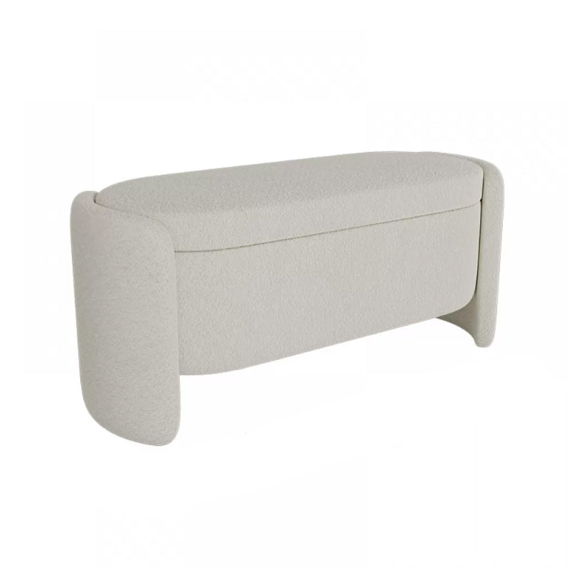 Modern Flip Top Bench Faux Leather Solid Color Bench for Bedroom 39"L x 16"W x 17"H Off-White Clearhalo 'Benches' 'Chairs & Seating' 'furn' 'furn_benches' 'Furniture' 'Living Room Furniture' 5870513