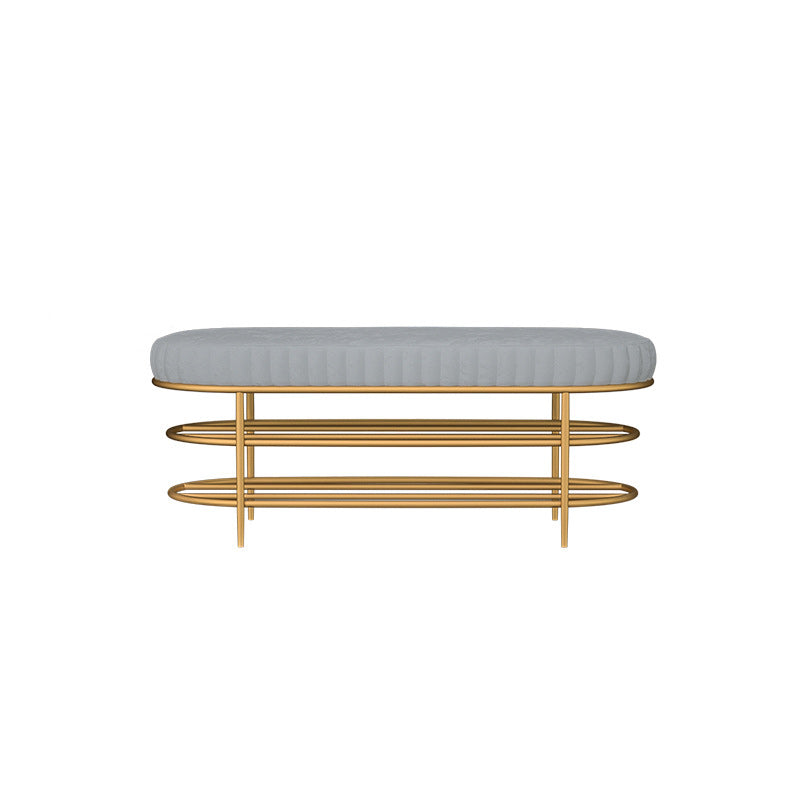 13.78" W 17.71" H Glam Entryway Bench Foam Bench with 2 Shelves 39.5"L x 14"W x 18"H Grey Clearhalo 'Benches' 'Chairs & Seating' 'furn' 'furn_benches' 'Furniture' 'Living Room Furniture' 5870543