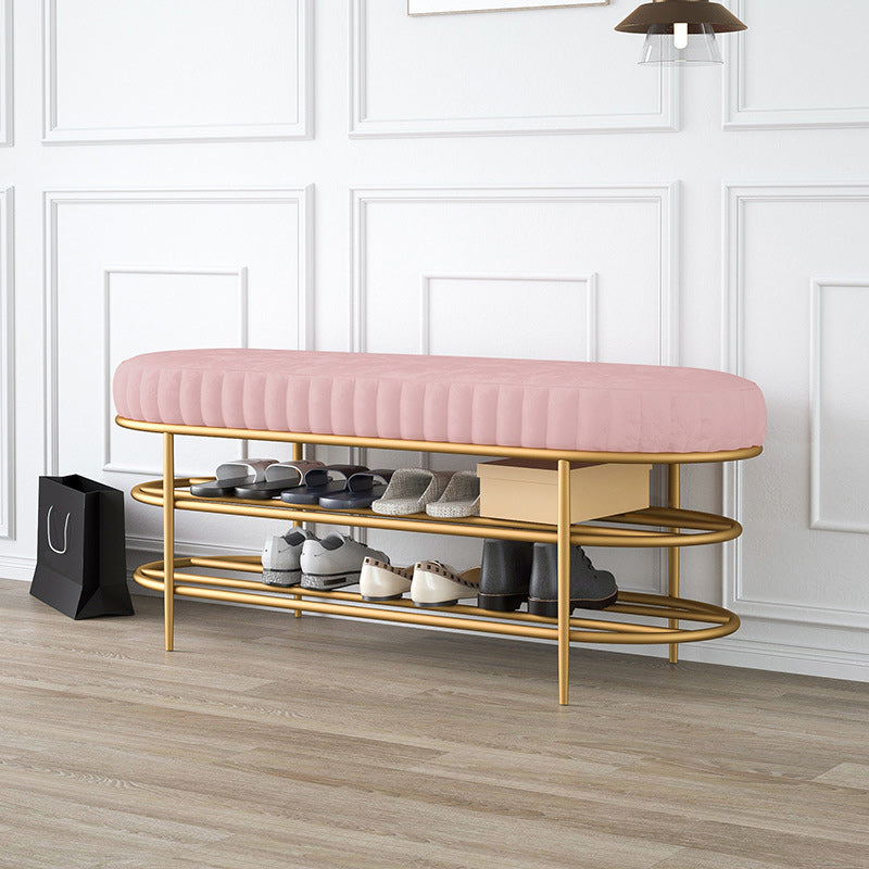 13.78" W 17.71" H Glam Entryway Bench Foam Bench with 2 Shelves Clearhalo 'Benches' 'Chairs & Seating' 'furn' 'furn_benches' 'Furniture' 'Living Room Furniture' 5870545