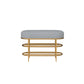 13.78" W 17.71" H Glam Entryway Bench Foam Bench with 2 Shelves 24"L x 14"W x 18"H Grey Clearhalo 'Benches' 'Chairs & Seating' 'furn' 'furn_benches' 'Furniture' 'Living Room Furniture' 5870546