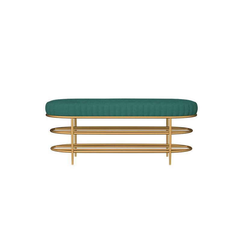 13.78" W 17.71" H Glam Entryway Bench Foam Bench with 2 Shelves 39.5"L x 14"W x 18"H Army Green Clearhalo 'Benches' 'Chairs & Seating' 'furn' 'furn_benches' 'Furniture' 'Living Room Furniture' 5870548