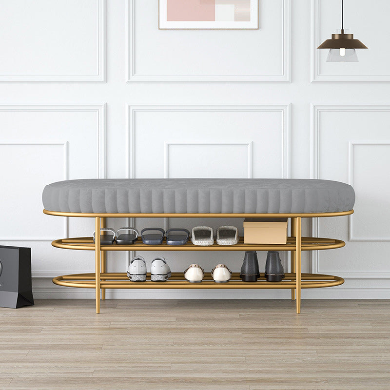 13.78" W 17.71" H Glam Entryway Bench Foam Bench with 2 Shelves Clearhalo 'Benches' 'Chairs & Seating' 'furn' 'furn_benches' 'Furniture' 'Living Room Furniture' 5870549