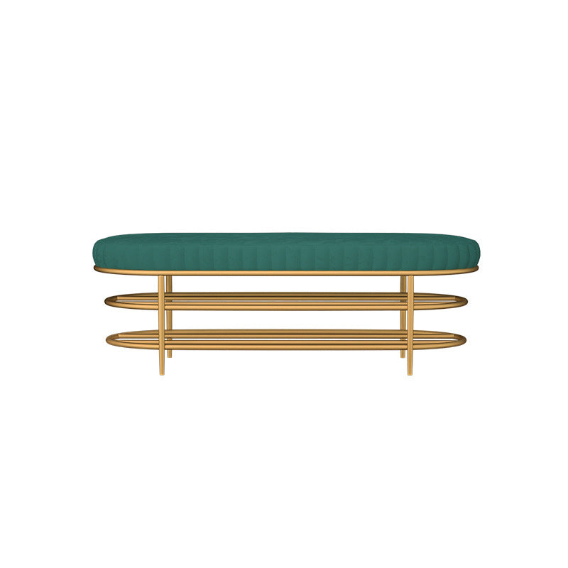 13.78" W 17.71" H Glam Entryway Bench Foam Bench with 2 Shelves 47"L x 14"W x 18"H Army Green Clearhalo 'Benches' 'Chairs & Seating' 'furn' 'furn_benches' 'Furniture' 'Living Room Furniture' 5870551