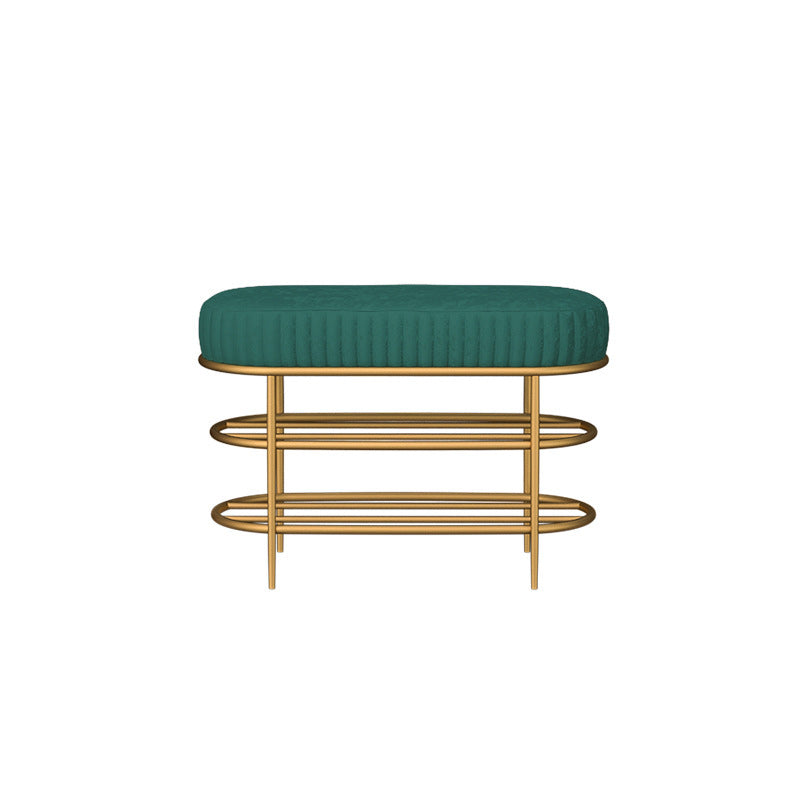 13.78" W 17.71" H Glam Entryway Bench Foam Bench with 2 Shelves 24"L x 14"W x 18"H Army Green Clearhalo 'Benches' 'Chairs & Seating' 'furn' 'furn_benches' 'Furniture' 'Living Room Furniture' 5870552