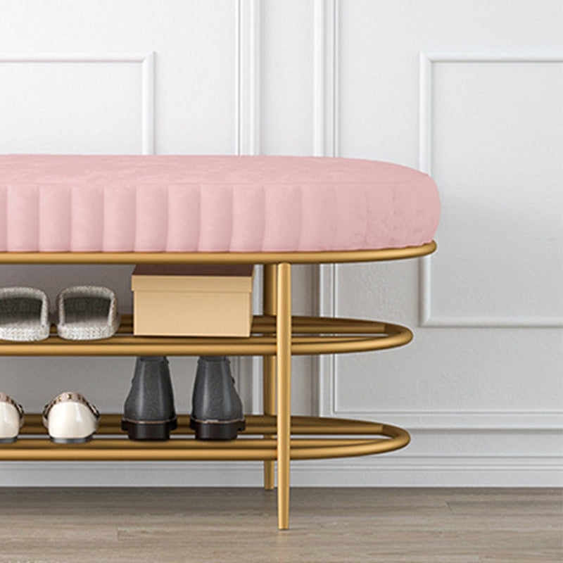 13.78" W 17.71" H Glam Entryway Bench Foam Bench with 2 Shelves Clearhalo 'Benches' 'Chairs & Seating' 'furn' 'furn_benches' 'Furniture' 'Living Room Furniture' 5870553