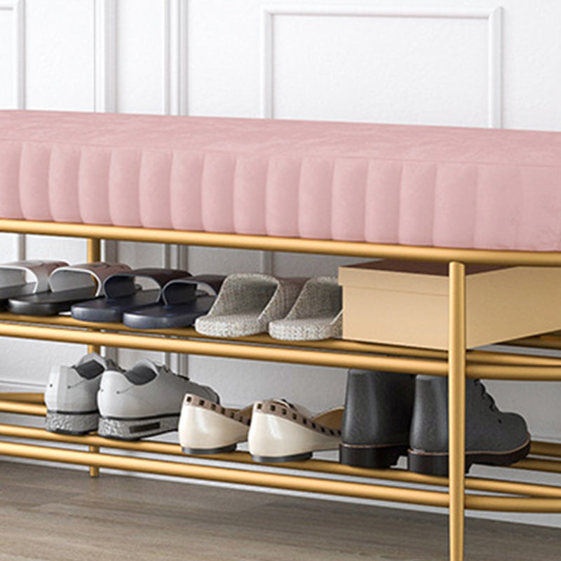 13.78" W 17.71" H Glam Entryway Bench Foam Bench with 2 Shelves Clearhalo 'Benches' 'Chairs & Seating' 'furn' 'furn_benches' 'Furniture' 'Living Room Furniture' 5870554