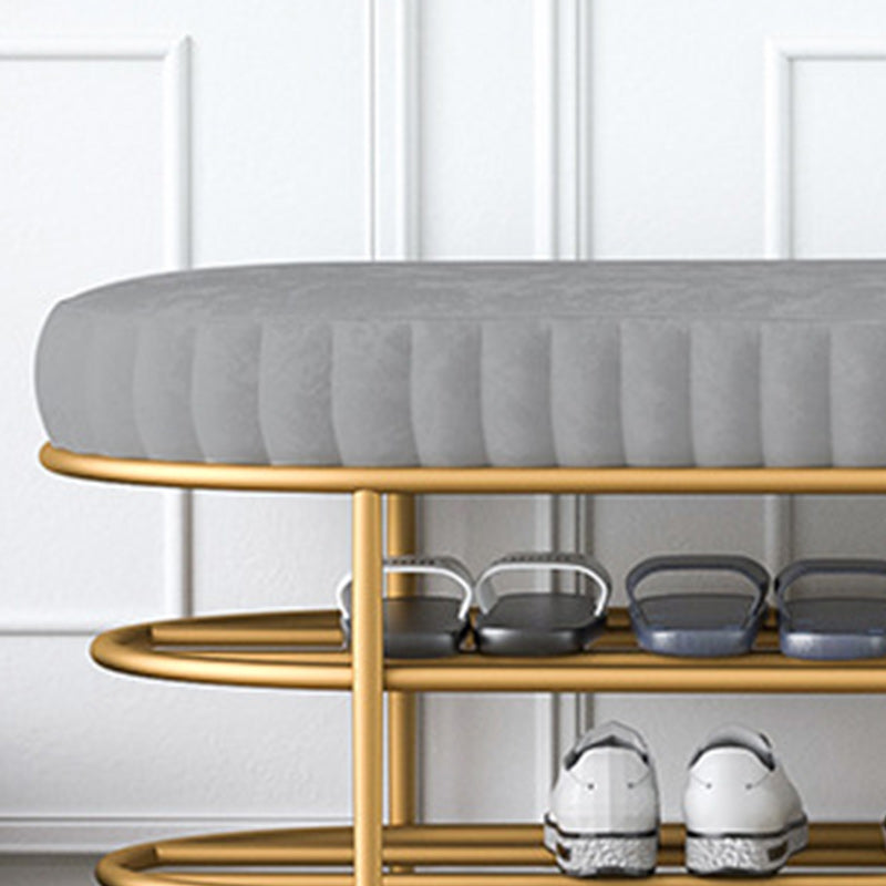 13.78" W 17.71" H Glam Entryway Bench Foam Bench with 2 Shelves Clearhalo 'Benches' 'Chairs & Seating' 'furn' 'furn_benches' 'Furniture' 'Living Room Furniture' 5870558