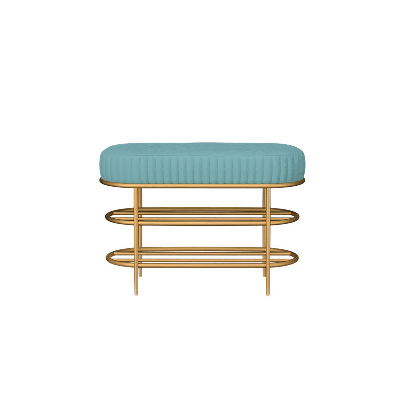 13.78" W 17.71" H Glam Entryway Bench Foam Bench with 2 Shelves 24"L x 14"W x 18"H Royal Blue Clearhalo 'Benches' 'Chairs & Seating' 'furn' 'furn_benches' 'Furniture' 'Living Room Furniture' 5870559