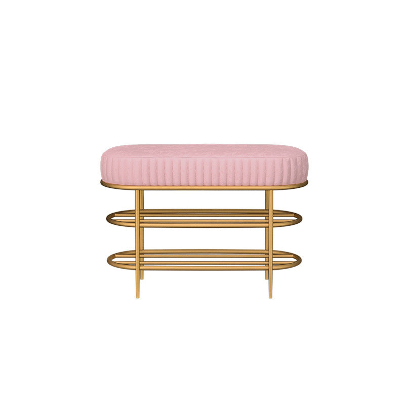 13.78" W 17.71" H Glam Entryway Bench Foam Bench with 2 Shelves 24"L x 14"W x 18"H Rose Bloom Clearhalo 'Benches' 'Chairs & Seating' 'furn' 'furn_benches' 'Furniture' 'Living Room Furniture' 5870562