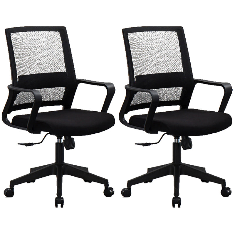 Contemporary Arm Chair Fixed Arms No Distressing Black Office Chair 2 Piece Set Casters Included Clearhalo 'furn' 'furn_office_chair' 'Furniture' 'Office Chairs' 'Office Furniture' 'office_chair' 5870568