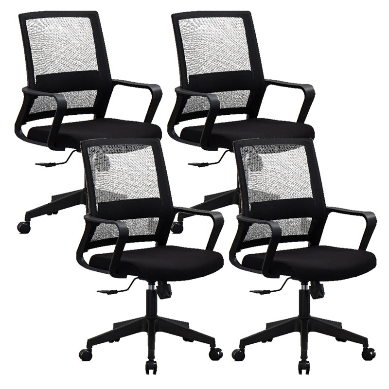 Contemporary Arm Chair Fixed Arms No Distressing Black Office Chair 4 Piece Set Casters Included Clearhalo 'furn' 'furn_office_chair' 'Furniture' 'Office Chairs' 'Office Furniture' 'office_chair' 5870570