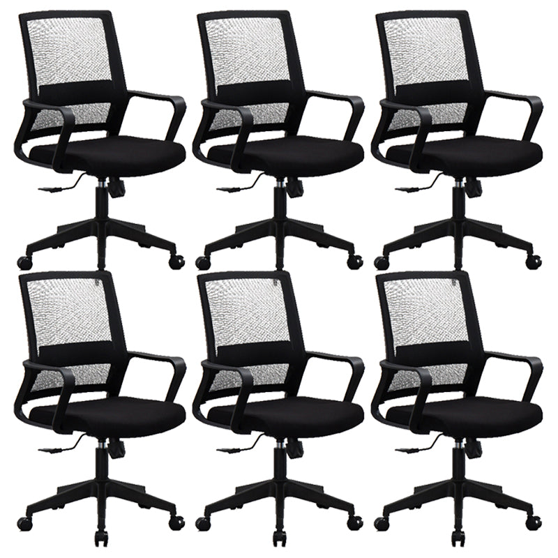 Contemporary Arm Chair Fixed Arms No Distressing Black Office Chair 6 Piece Set Casters Included Clearhalo 'furn' 'furn_office_chair' 'Furniture' 'Office Chairs' 'Office Furniture' 'office_chair' 5870573
