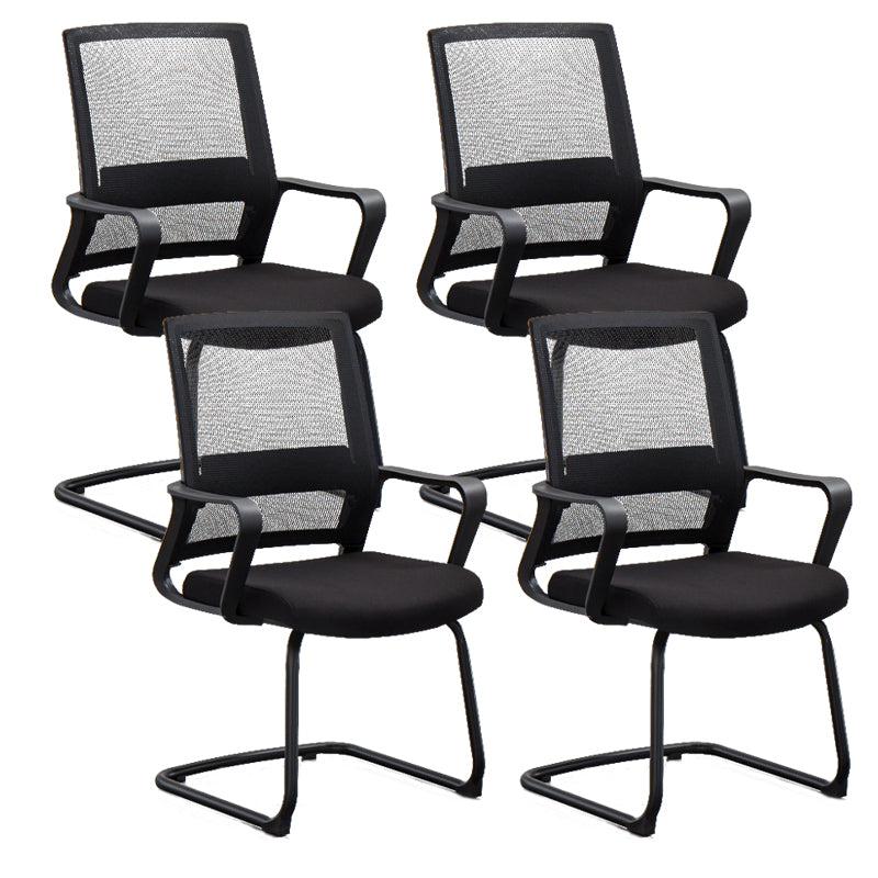 Contemporary Arm Chair Fixed Arms No Distressing Black Office Chair 4 Piece Set Casters Not Included Clearhalo 'furn' 'furn_office_chair' 'Furniture' 'Office Chairs' 'Office Furniture' 'office_chair' 5870580