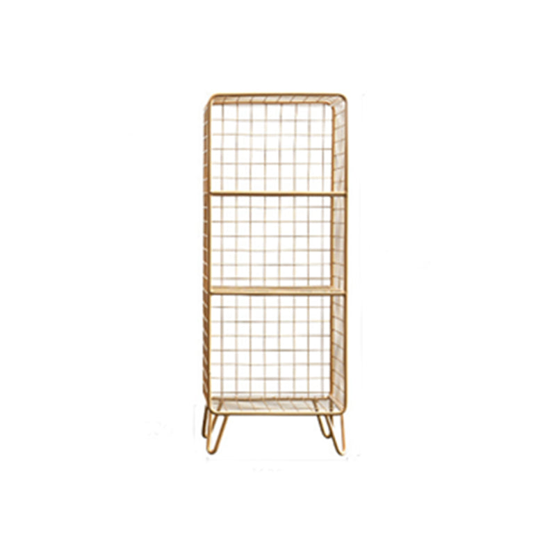 Libreria in acciaio con ripiani da 12 "W Gold Chiusure Back Bookcase per soggiorno