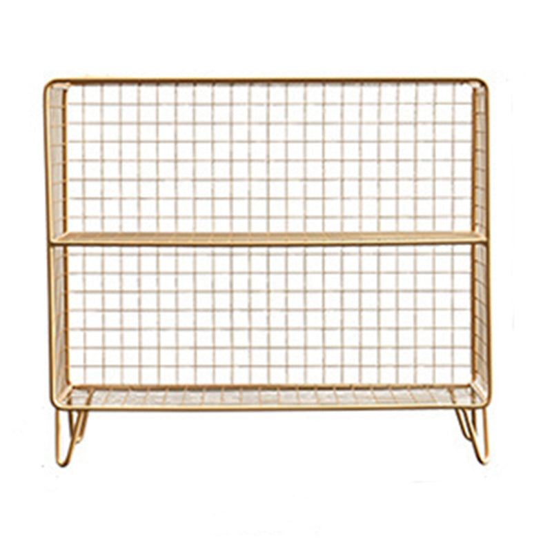 Libreria in acciaio con ripiani da 12 "W Gold Chiusure Back Bookcase per soggiorno