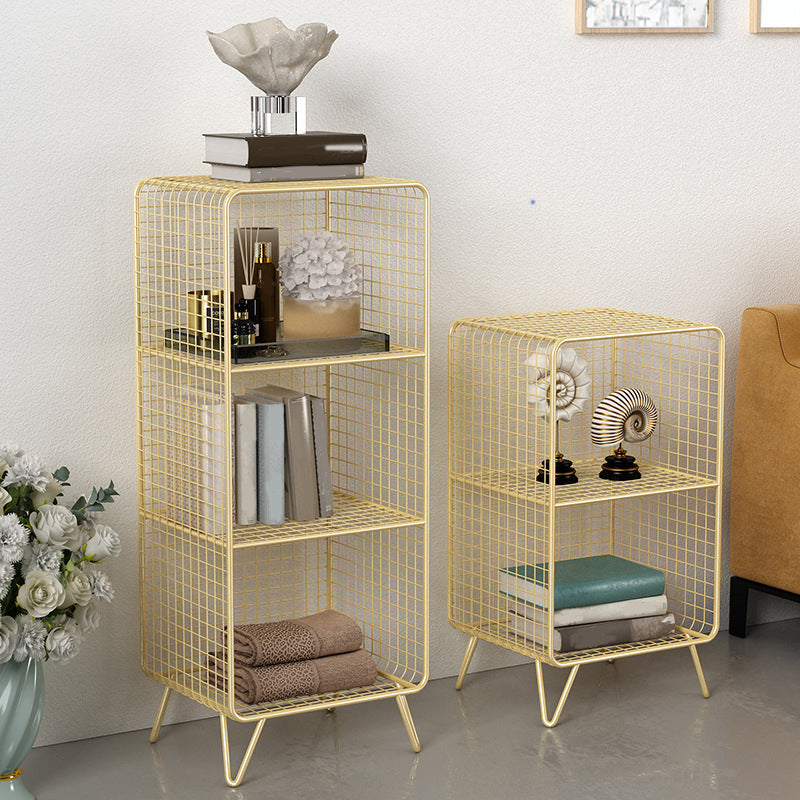 Libreria in acciaio con ripiani da 12 "W Gold Chiusure Back Bookcase per soggiorno