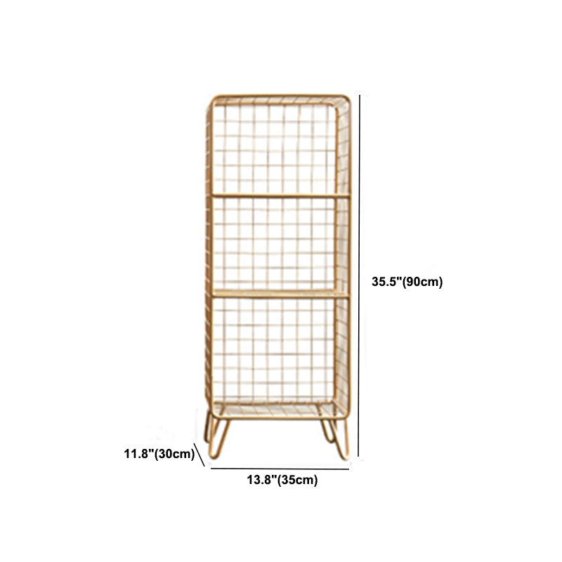 Libreria in acciaio con ripiani da 12 "W Gold Chiusure Back Bookcase per soggiorno