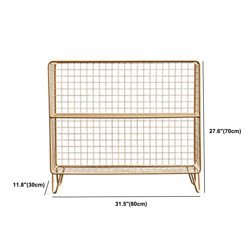 Libreria in acciaio con ripiani da 12 "W Gold Chiusure Back Bookcase per soggiorno