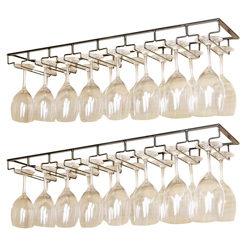 Metal Hanging Glass & Stemware Holder Industrial Single Rail Glass Rack