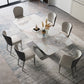 Contemporary Rectangle Dining Table Set Sintered Stone 1/4/7/8 Pieces Dining Set 7 Pieces: Table, 6 Chairs Clearhalo 'Dining Room Sets' 'Dining Tables & Seating' 'dining_room_set' 'furn' 'furn_dining_room_set' 'Furniture' 'Kitchen & Dining Furniture' 5870864