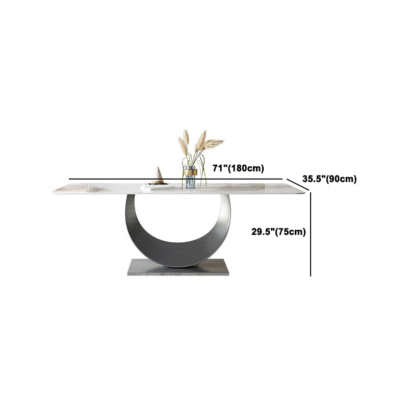 Contemporary Rectangle Dining Table Set Sintered Stone 1/4/7/8 Pieces Dining Set Clearhalo 'Dining Room Sets' 'Dining Tables & Seating' 'dining_room_set' 'furn' 'furn_dining_room_set' 'Furniture' 'Kitchen & Dining Furniture' 5870876