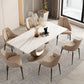 Juego de comedor Glam de piedra sinterizada, rectangular, 1/3/4/6/7 piezas, con base de pedestal