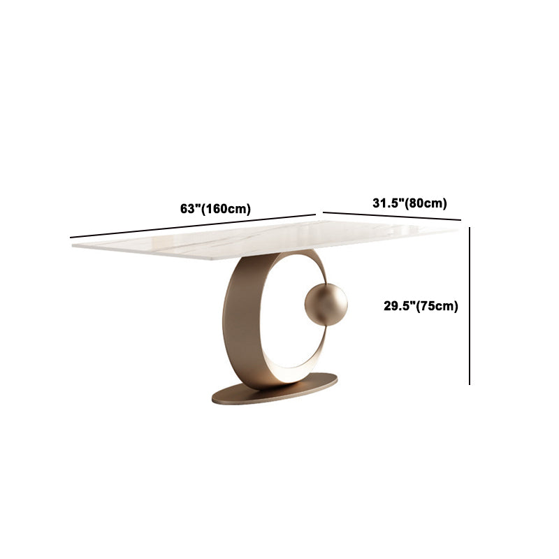 Juego de comedor Glam de piedra sinterizada, rectangular, 1/3/4/6/7 piezas, con base de pedestal