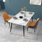 Glam Rectangle 1/3/4/5/7 Pieces Dinette Set Metal Legs Indoor Dining Table Set 3 Pieces: White Table, 2 Orange Chairs Clearhalo 'Dining Room Sets' 'Dining Tables & Seating' 'dining_room_set' 'furn' 'furn_dining_room_set' 'Furniture' 'Kitchen & Dining Furniture' 5870920