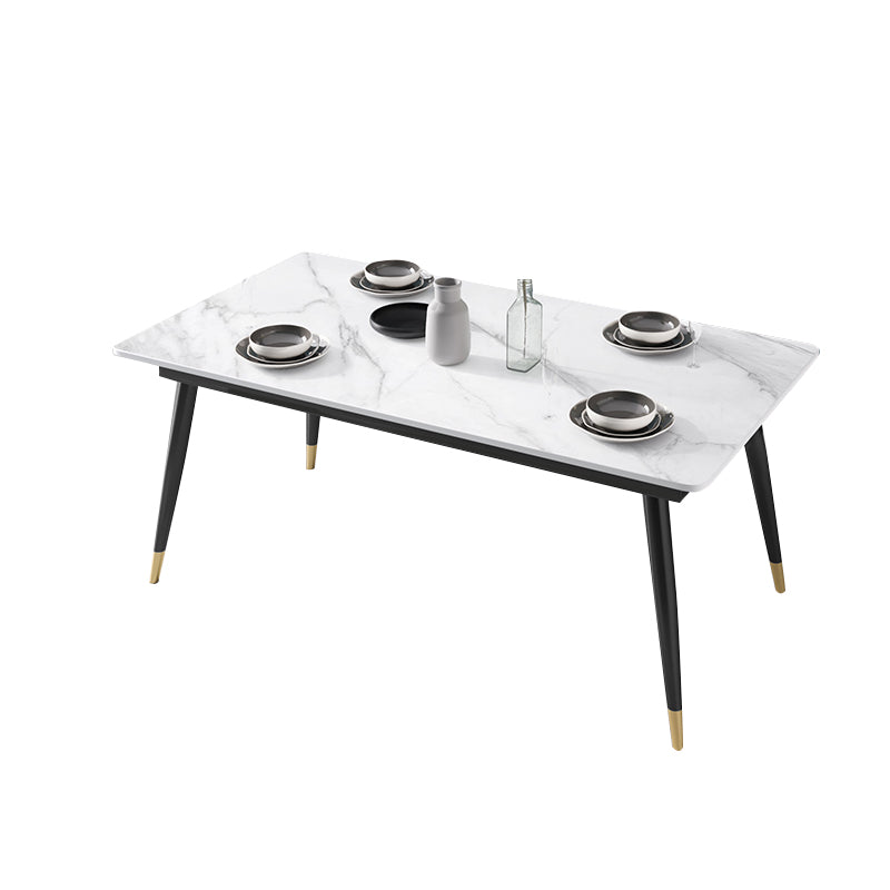 Glam Rectangle 1/3/4/5/7 Pieces Dinette Set Metal Legs Indoor Dining Table Set Clearhalo 'Dining Room Sets' 'Dining Tables & Seating' 'dining_room_set' 'furn' 'furn_dining_room_set' 'Furniture' 'Kitchen & Dining Furniture' 5870923