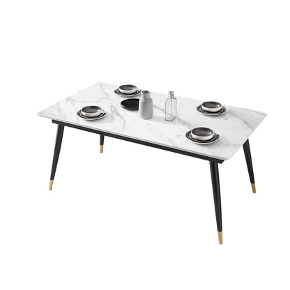 Glam Rectangle 1/3/4/5/7 Pieces Dinette Set Metal Legs Indoor Dining Table Set Clearhalo 'Dining Room Sets' 'Dining Tables & Seating' 'dining_room_set' 'furn' 'furn_dining_room_set' 'Furniture' 'Kitchen & Dining Furniture' 5870923