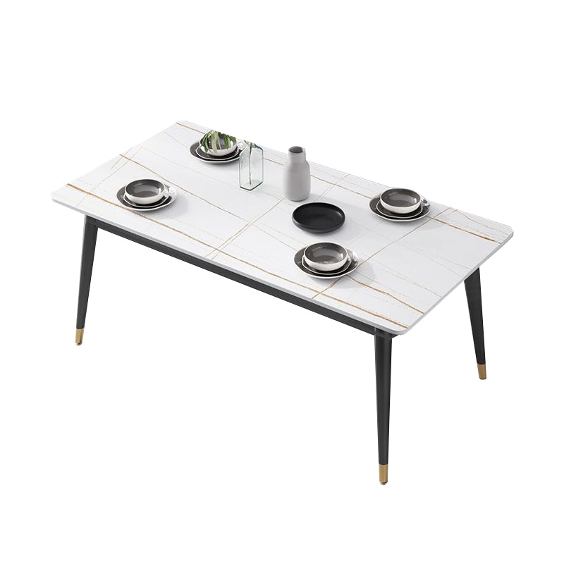 Glam Rectangle 1/3/4/5/7 Pieces Dinette Set Metal Legs Indoor Dining Table Set Clearhalo 'Dining Room Sets' 'Dining Tables & Seating' 'dining_room_set' 'furn' 'furn_dining_room_set' 'Furniture' 'Kitchen & Dining Furniture' 5870925