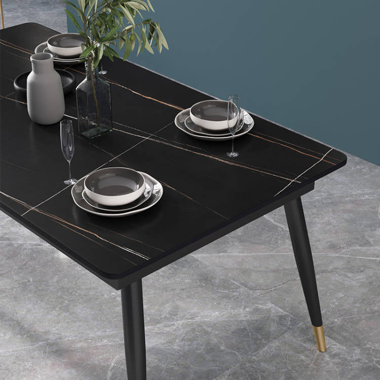 Glam Rectangle 1/3/4/5/7 Pieces Dinette Set Metal Legs Indoor Dining Table Set Clearhalo 'Dining Room Sets' 'Dining Tables & Seating' 'dining_room_set' 'furn' 'furn_dining_room_set' 'Furniture' 'Kitchen & Dining Furniture' 5870926