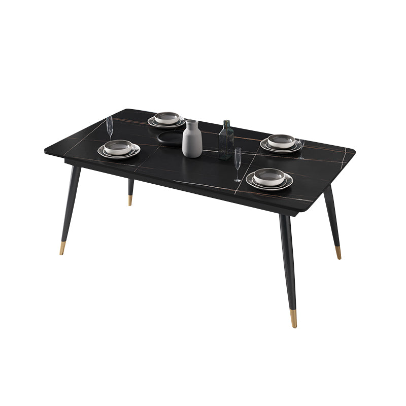 Glam Rectangle 1/3/4/5/7 Pieces Dinette Set Metal Legs Indoor Dining Table Set Clearhalo 'Dining Room Sets' 'Dining Tables & Seating' 'dining_room_set' 'furn' 'furn_dining_room_set' 'Furniture' 'Kitchen & Dining Furniture' 5870927