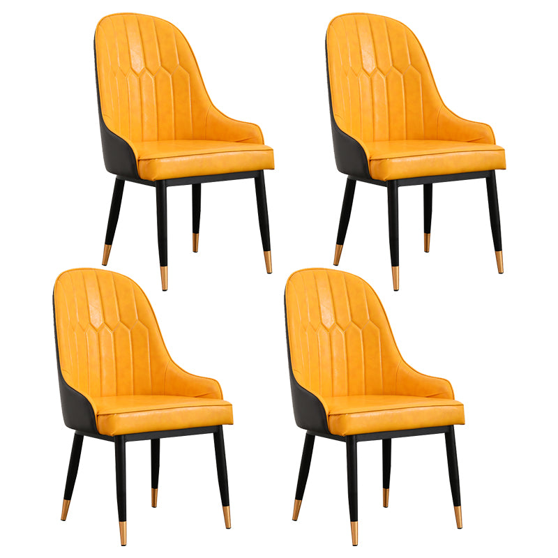 Glam Rectangle 1/3/4/5/7 Pieces Dinette Set Metal Legs Indoor Dining Table Set 4 Orange Chairs Clearhalo 'Dining Room Sets' 'Dining Tables & Seating' 'dining_room_set' 'furn' 'furn_dining_room_set' 'Furniture' 'Kitchen & Dining Furniture' 5870929