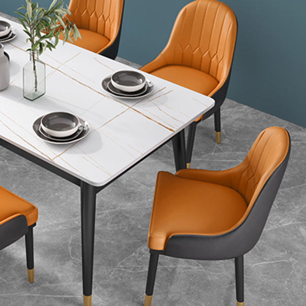 Glam Rectangle 1/3/4/5/7 Pieces Dinette Set Metal Legs Indoor Dining Table Set Clearhalo 'Dining Room Sets' 'Dining Tables & Seating' 'dining_room_set' 'furn' 'furn_dining_room_set' 'Furniture' 'Kitchen & Dining Furniture' 5870932