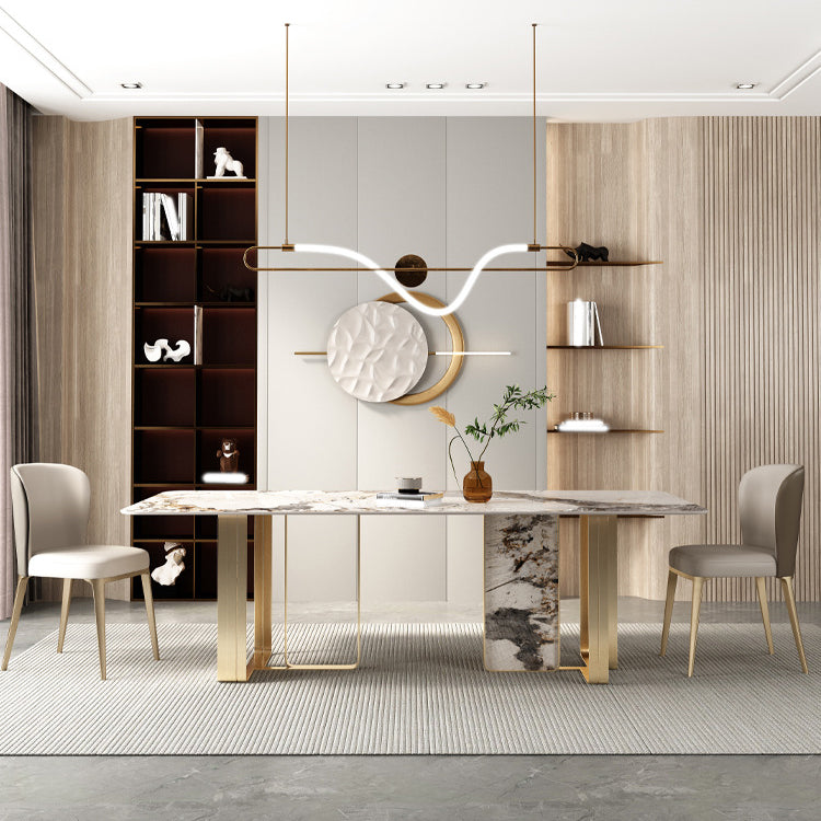 Glam Sintered Stone Dining Set Rectangle 1/3/4/5/6 Pieces Dining Set