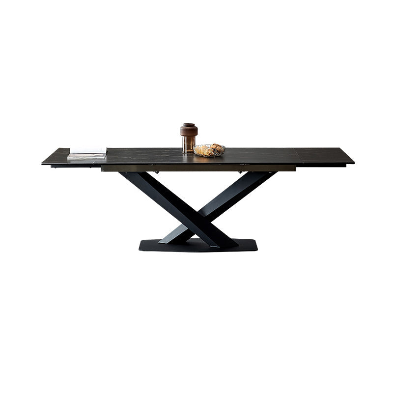 デザイナーの長方形1/4/5/6ピースディネットセット黒い石と金属製のダイニングテーブルセット