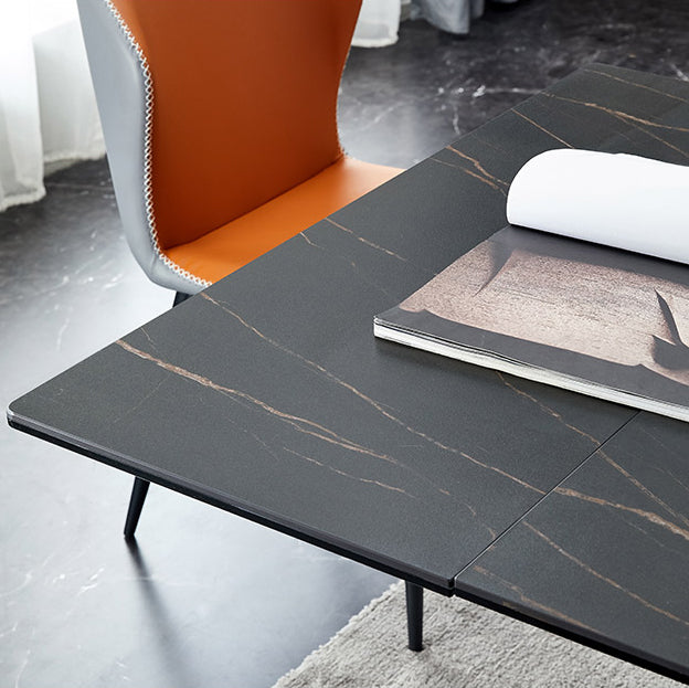 デザイナーの長方形1/4/5/6ピースディネットセット黒い石と金属製のダイニングテーブルセット