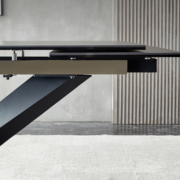 デザイナーの長方形1/4/5/6ピースディネットセット黒い石と金属製のダイニングテーブルセット