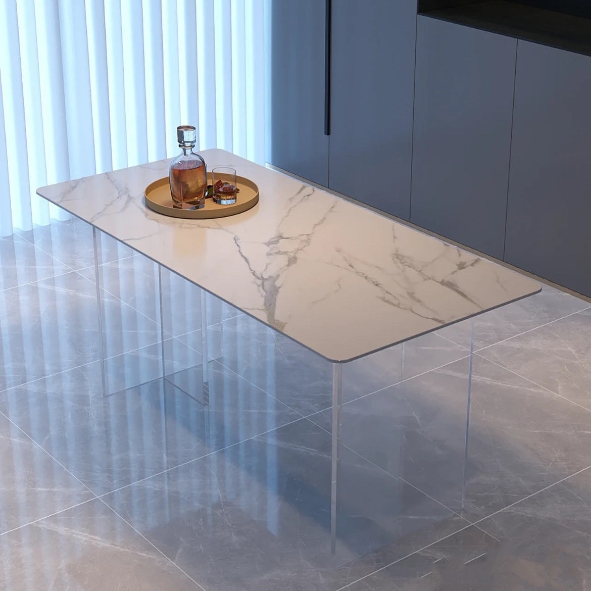 Juego de comedor moderno, mesa de comedor rectangular de piedra de 1/5 piezas para comedor y cocina
