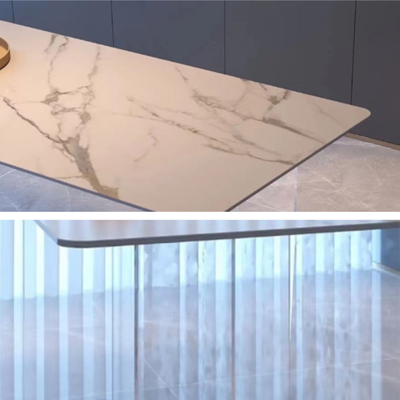 Juego de comedor moderno, mesa de comedor rectangular de piedra de 1/5 piezas para comedor y cocina