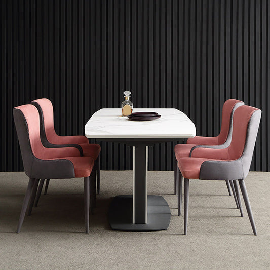 Juego de mesa de comedor superior de piedra 1/4/5/7 Piezas Conjunto de comedor de interior blanco moderno