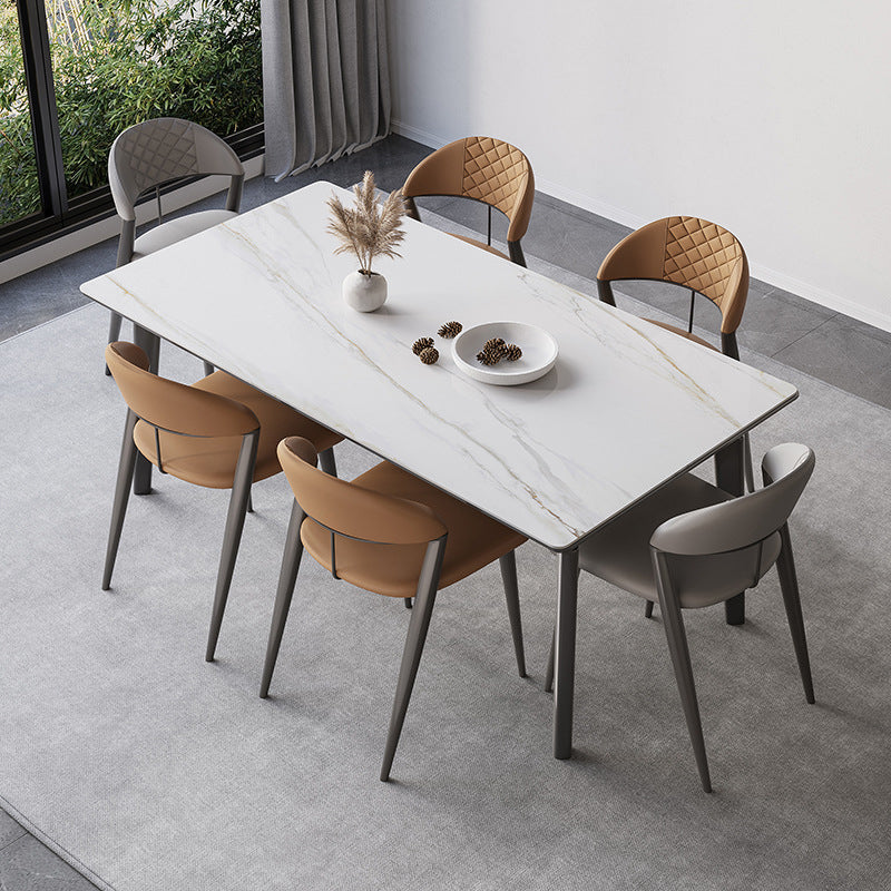 Contemporary Sintered Stone Table Set 1/2/5/7 Pieces Dining Set for Dining Areas 7 Pieces: Table, 6 Chairs Clearhalo 'Dining Room Sets' 'Dining Tables & Seating' 'dining_room_set' 'furn' 'furn_dining_room_set' 'Furniture' 'Kitchen & Dining Furniture' 5871053