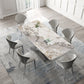 Contemporary Sintered Stone Table Set 1/3/4/5/7 Pieces Dining Set for Dining Areas 7 Pieces: Table, 6 Chairs Clearhalo 'Dining Room Sets' 'Dining Tables & Seating' 'dining_room_set' 'furn' 'furn_dining_room_set' 'Furniture' 'Kitchen & Dining Furniture' 5871085
